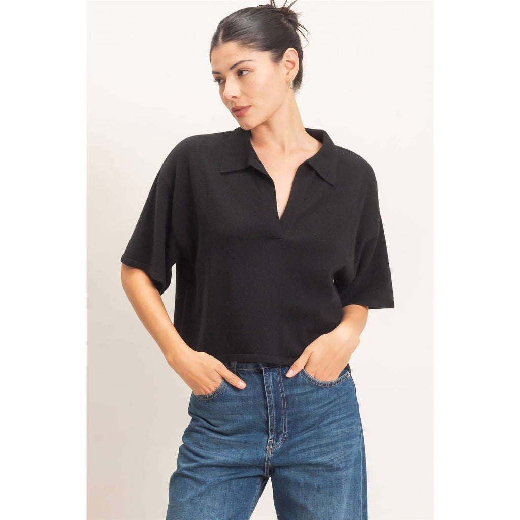 Collared V-Neck Sweater