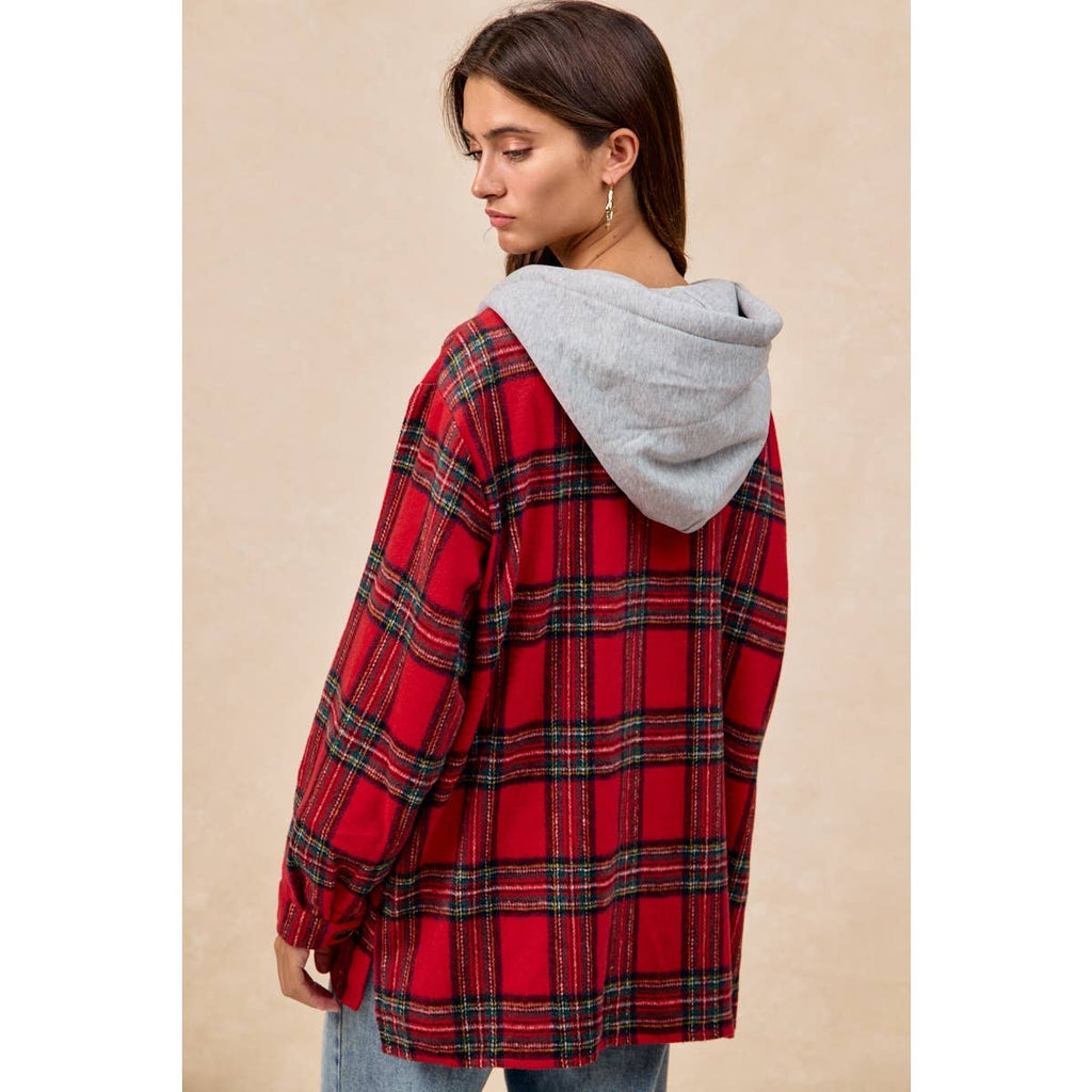 PLAID HOODIE SHIRT