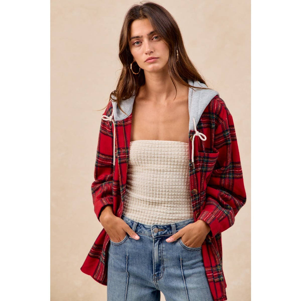 PLAID HOODIE SHIRT