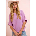 SHORT DOLMAN SLEEVES WASHED KNIT TOP/ Lavender