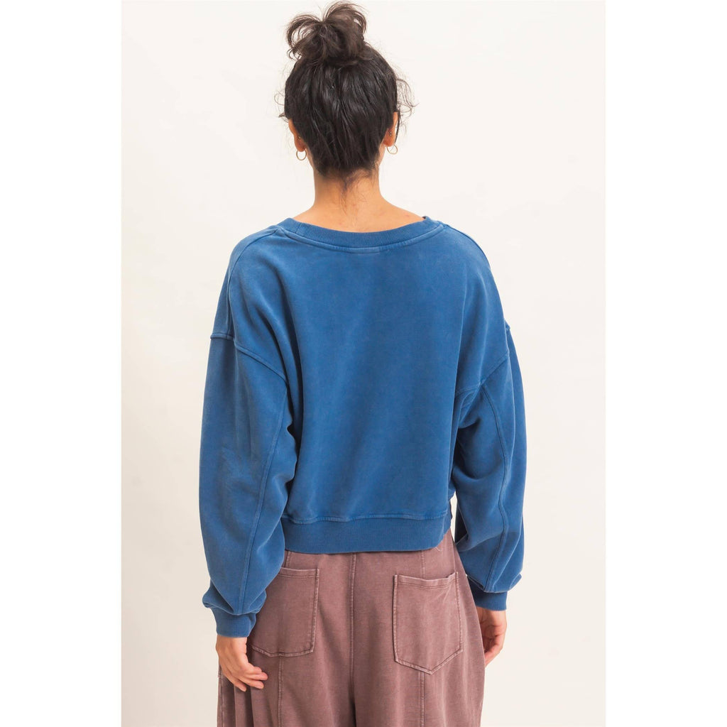Snow Wash V-Neck Sweatshirt