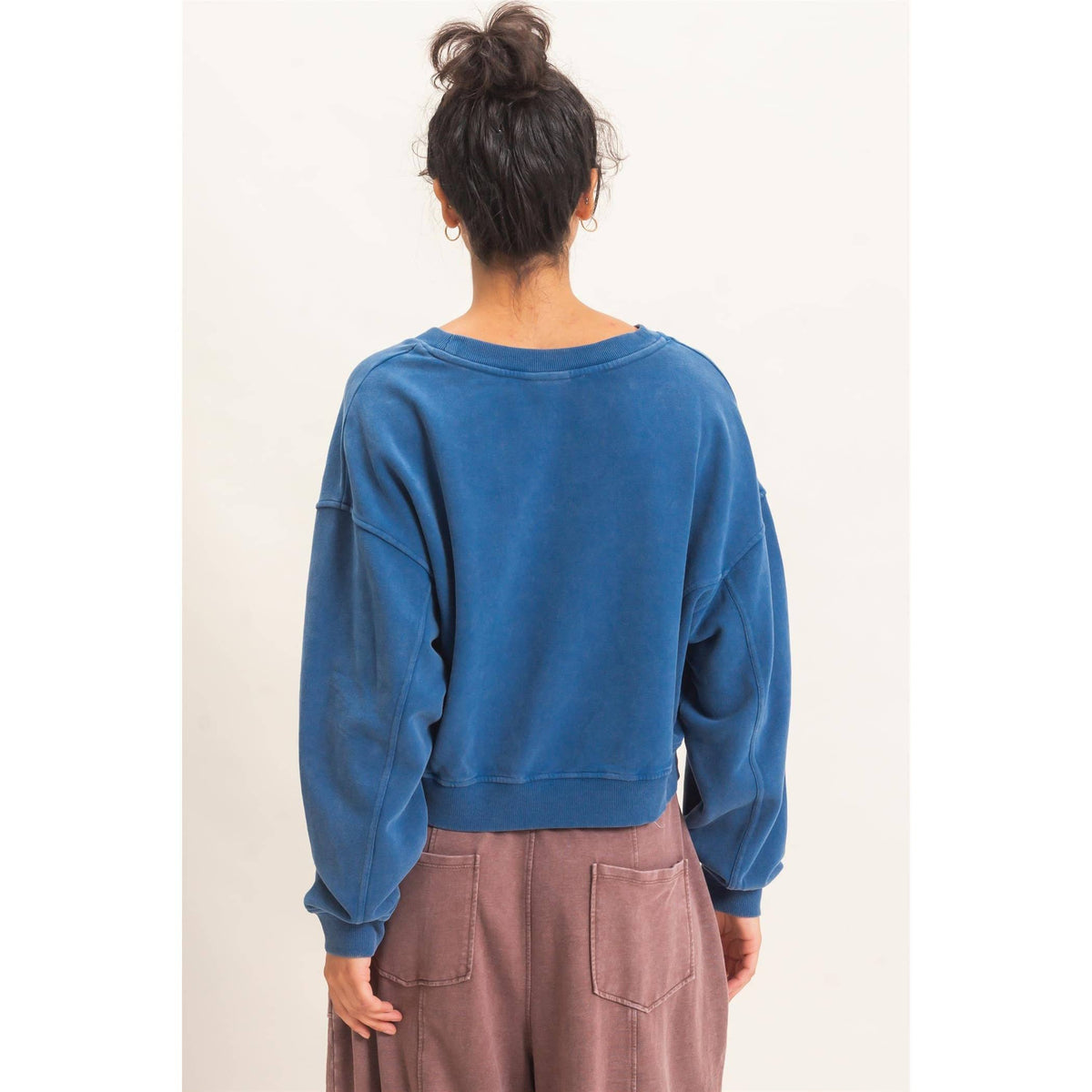 Snow Wash V-Neck Sweatshirt
