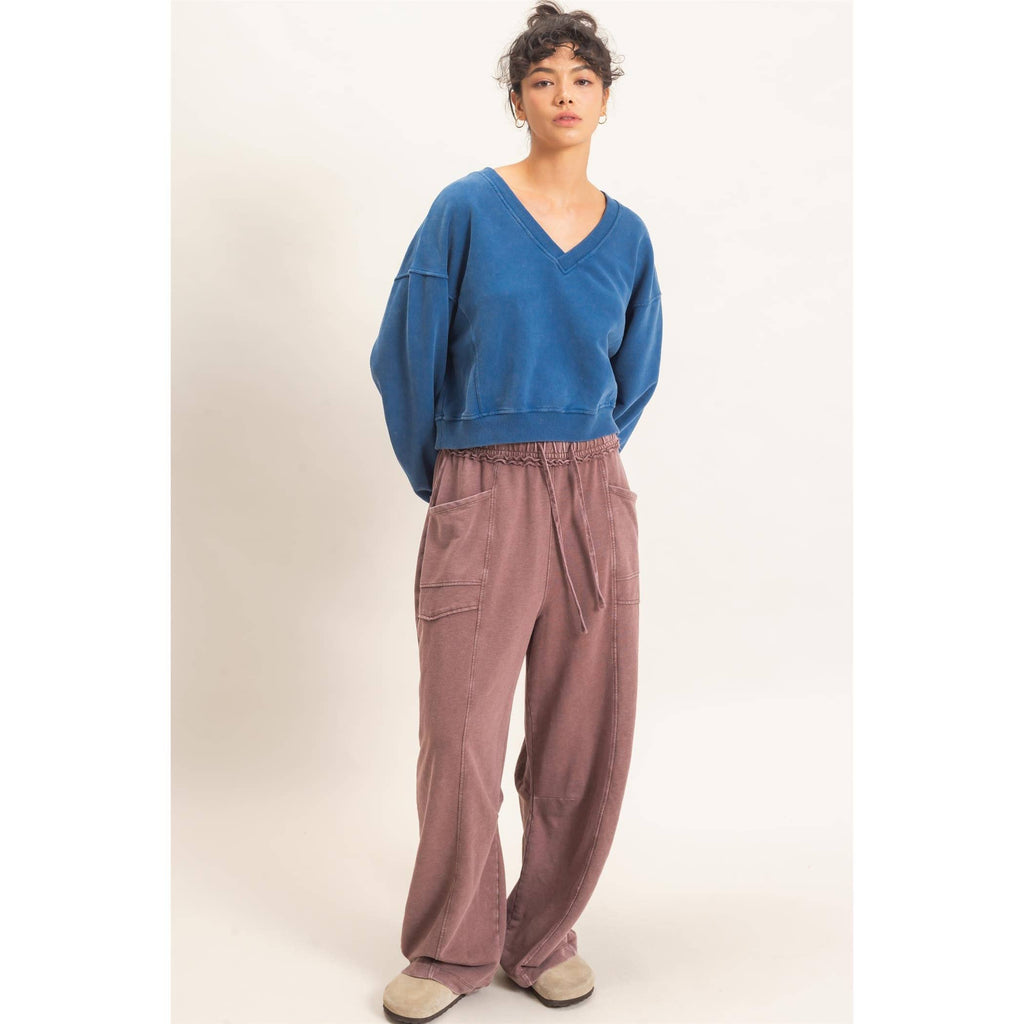 Snow Wash V-Neck Sweatshirt