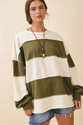 Oversized Color Block Long Sleeve Pullover