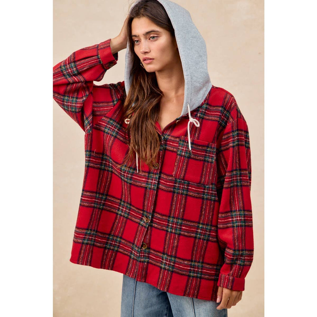 PLAID HOODIE SHIRT