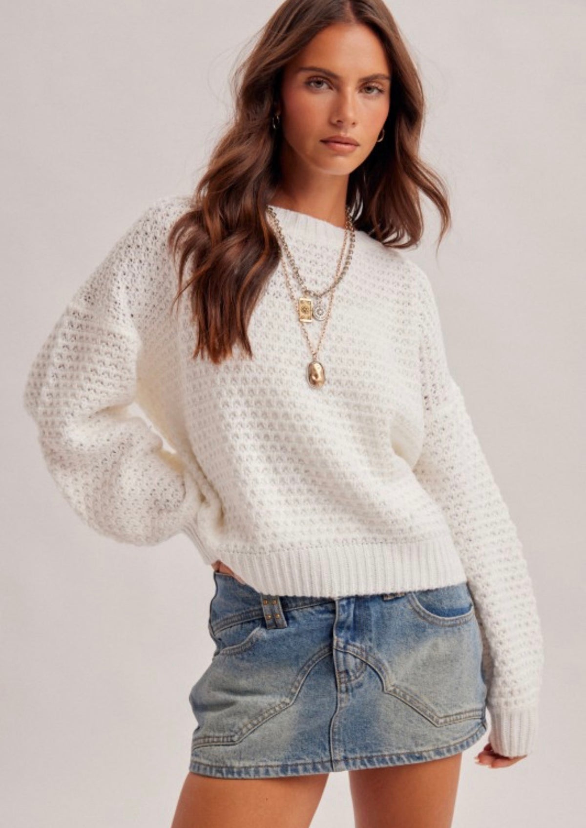 SATIN BOW SWEATER