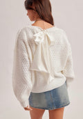 SATIN BOW SWEATER
