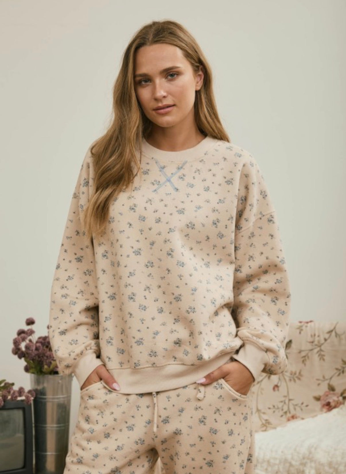 Floral boxy crewneck