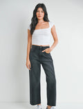 WASHED BLACK BARREL JEAN TWIST