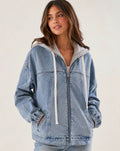 Denim Zip Up Hoodie Jacket