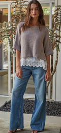 SHORT SLEEVE TWOFER SWEATER