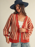 VERTICAL LINE SCALLOPED CARDIGAN