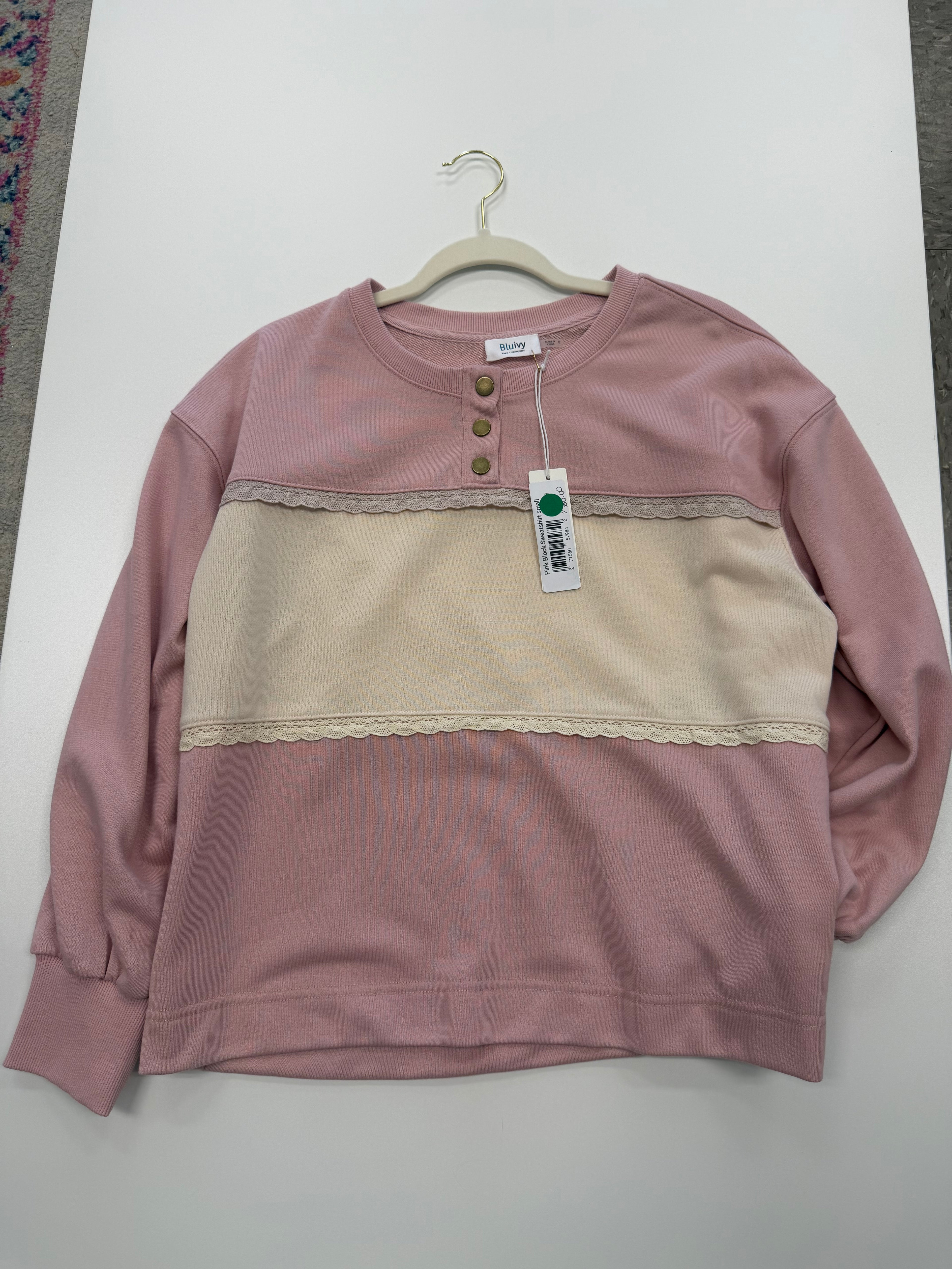 Pink block sweater