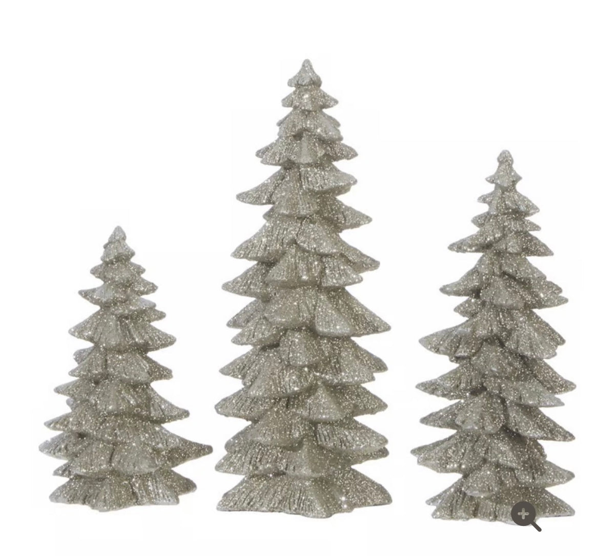 White glittered tree set 9.5"