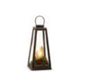 Distressed latern with candles and greenery