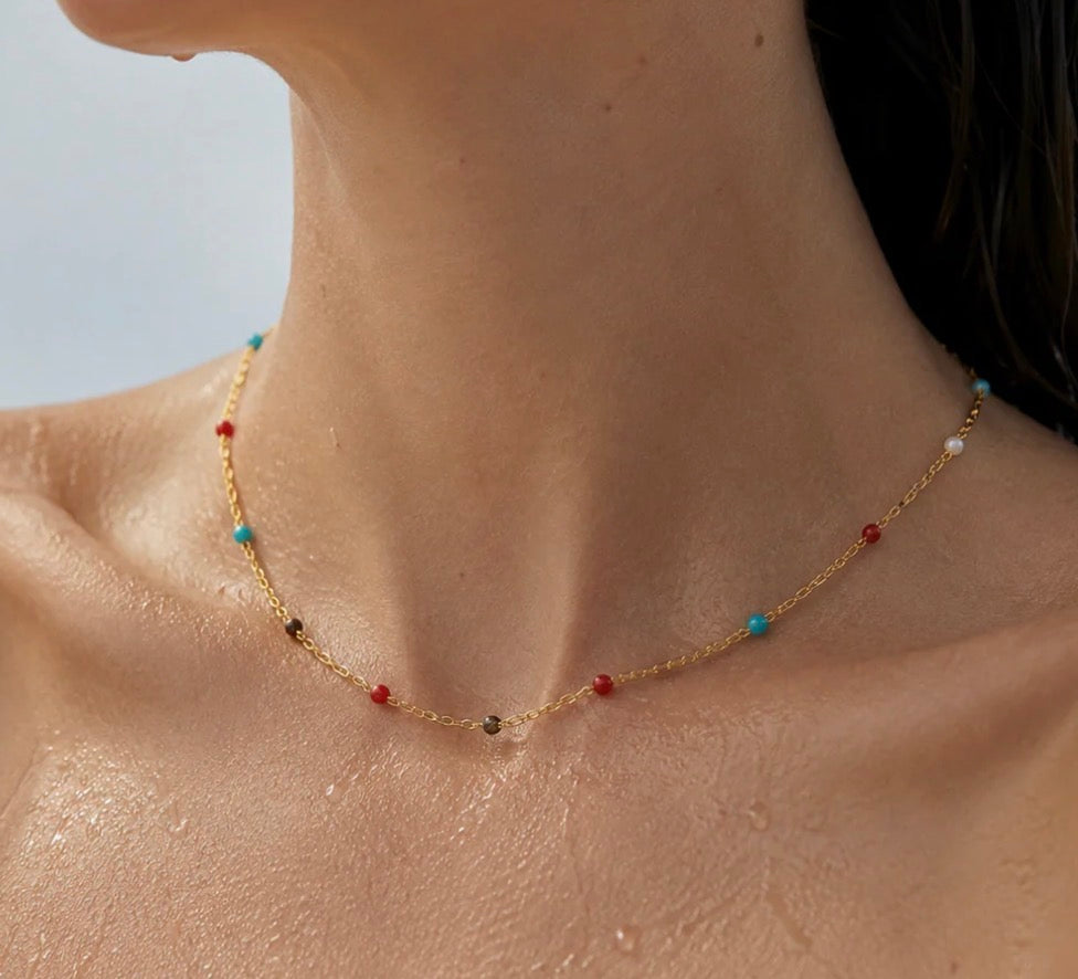 COLORFUL ENAMEL BEADS NECKLACE
