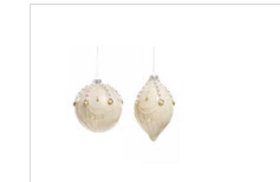 CREAM AND PEARL FAIRGROUND ORNAMENT