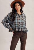 PLAID RUFFLE TOP