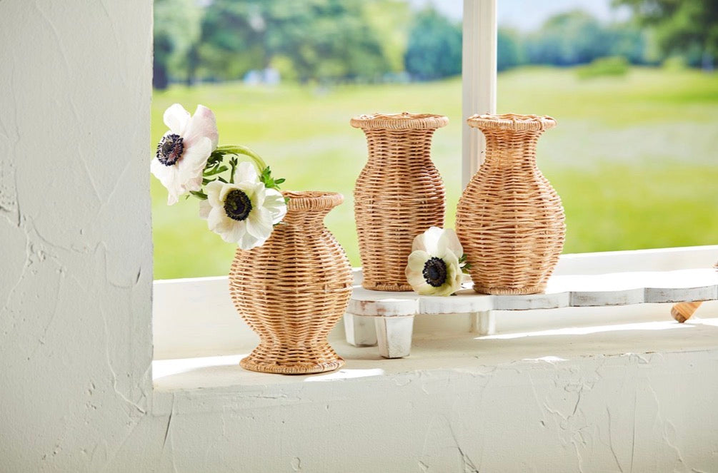 Skinny basket weave vase
