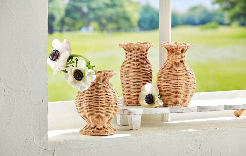 Wide basket vase