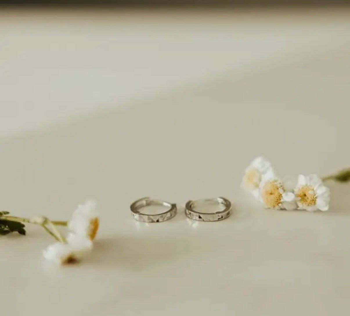 Silver hammered hoops