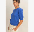 Puff Short Sleeve Top-Cobalt