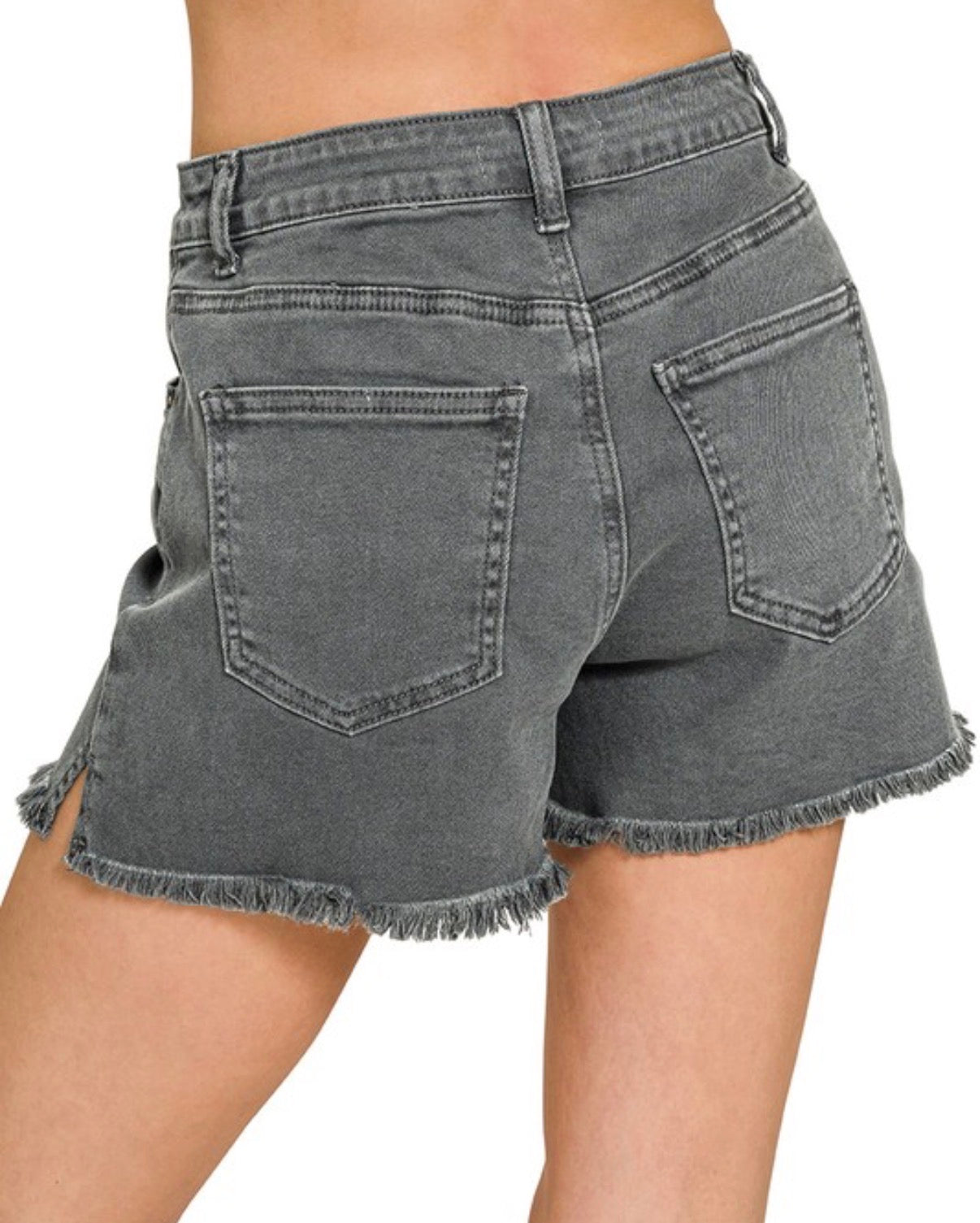 Ash Black Frayed Cutoff Shorts