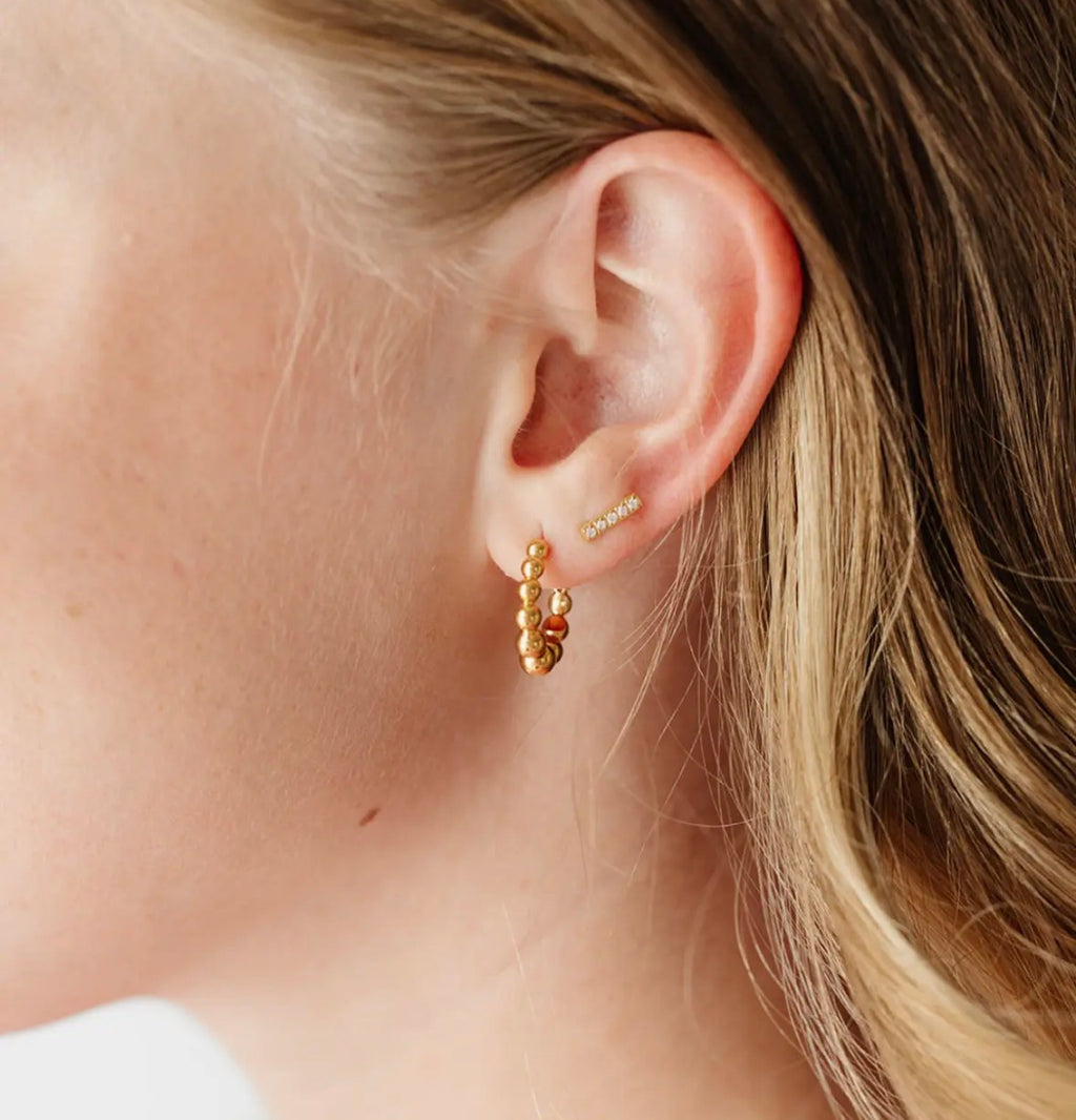DIAMOND BAR STUD EARRINGS