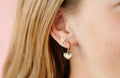MOTHER OF PEARL HEART CHARM HOOP EARRING