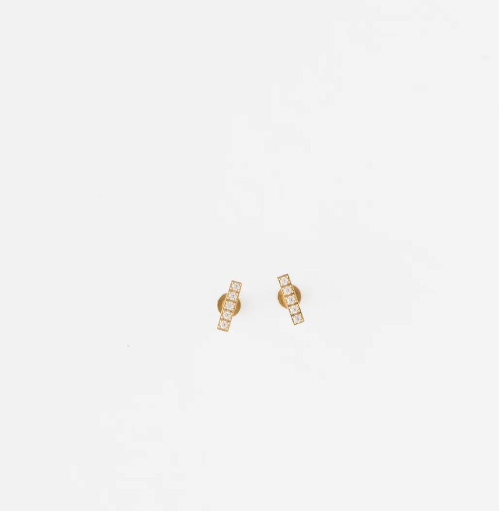 DIAMOND BAR STUD EARRINGS