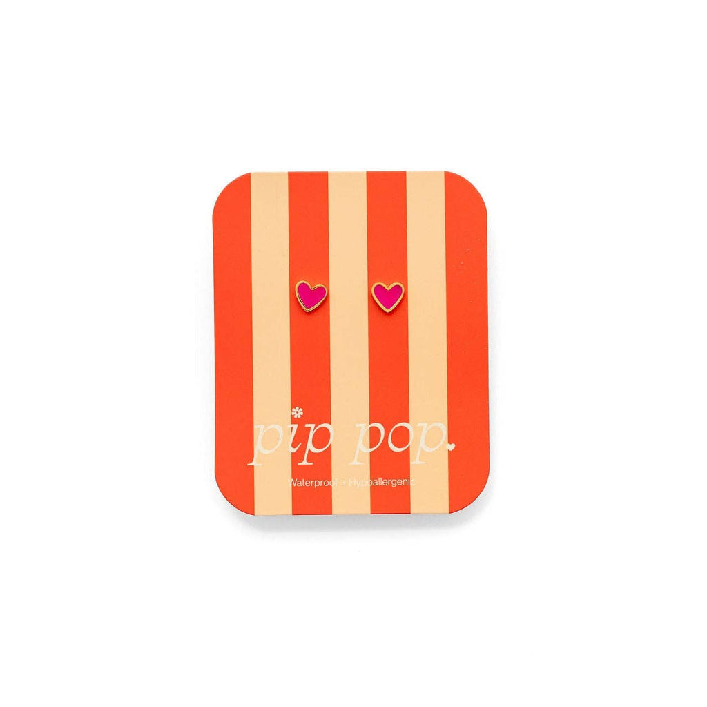 Enamel Heart NEON PINK STUDS