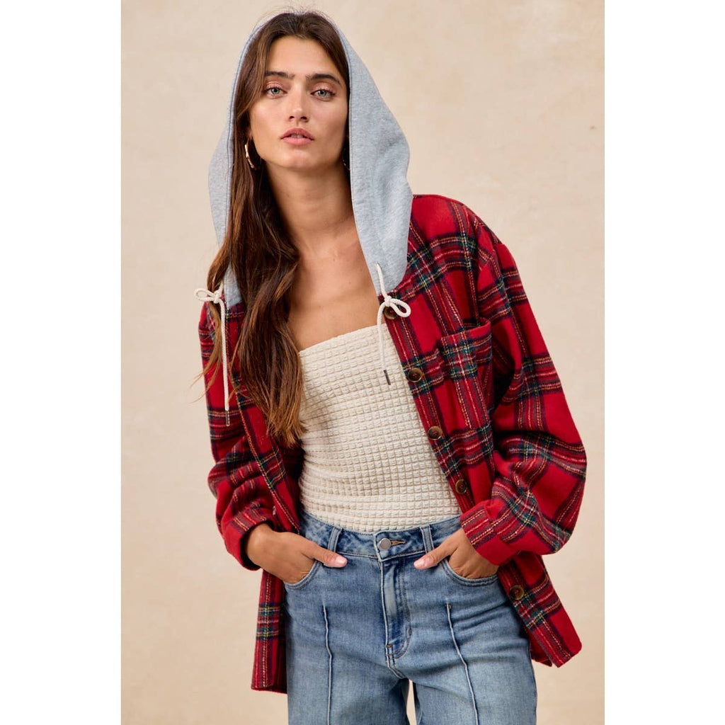 PLAID HOODIE SHIRT