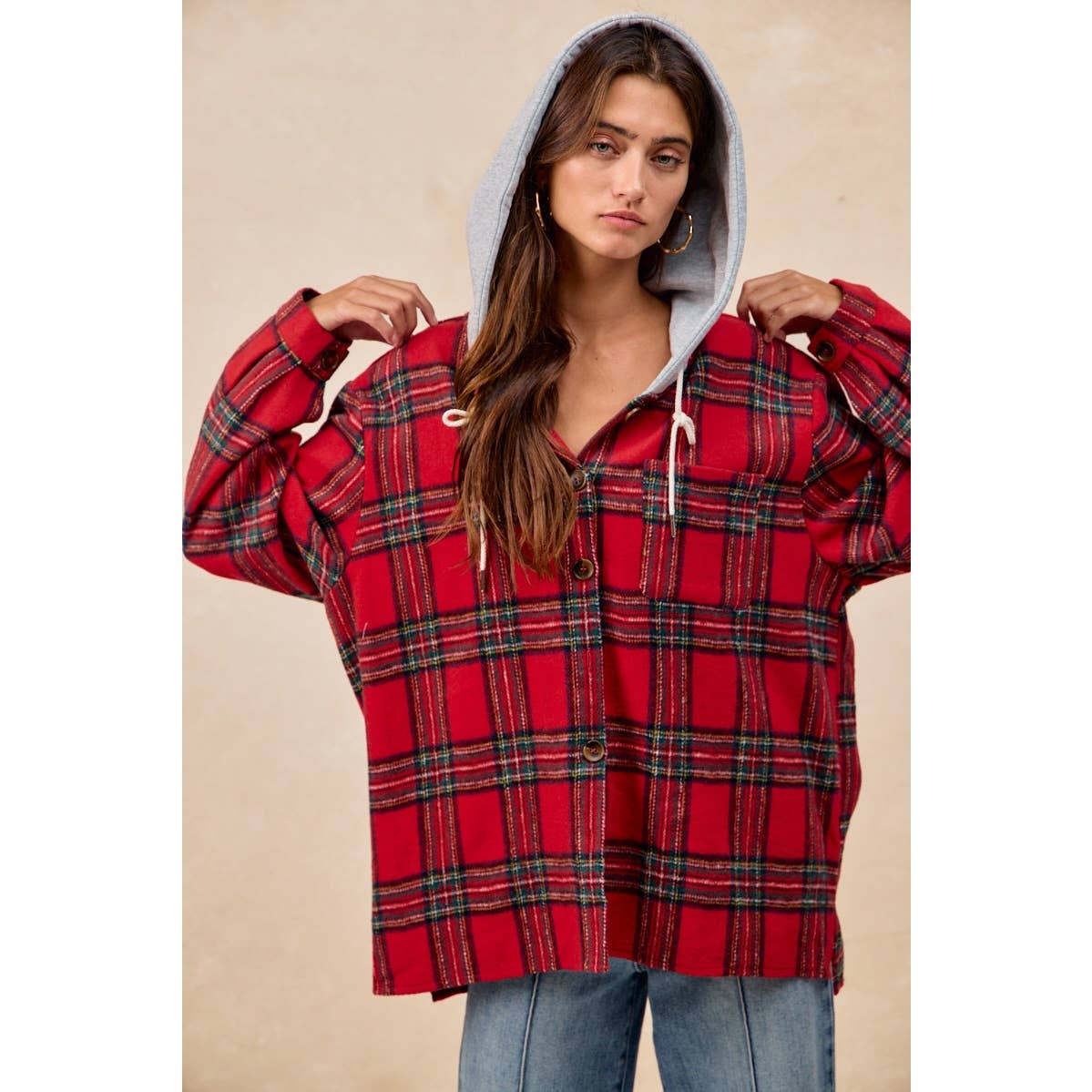 PLAID HOODIE SHIRT