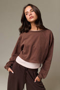 Crewneck Long Sleeve Layered Crop Sweatshirt