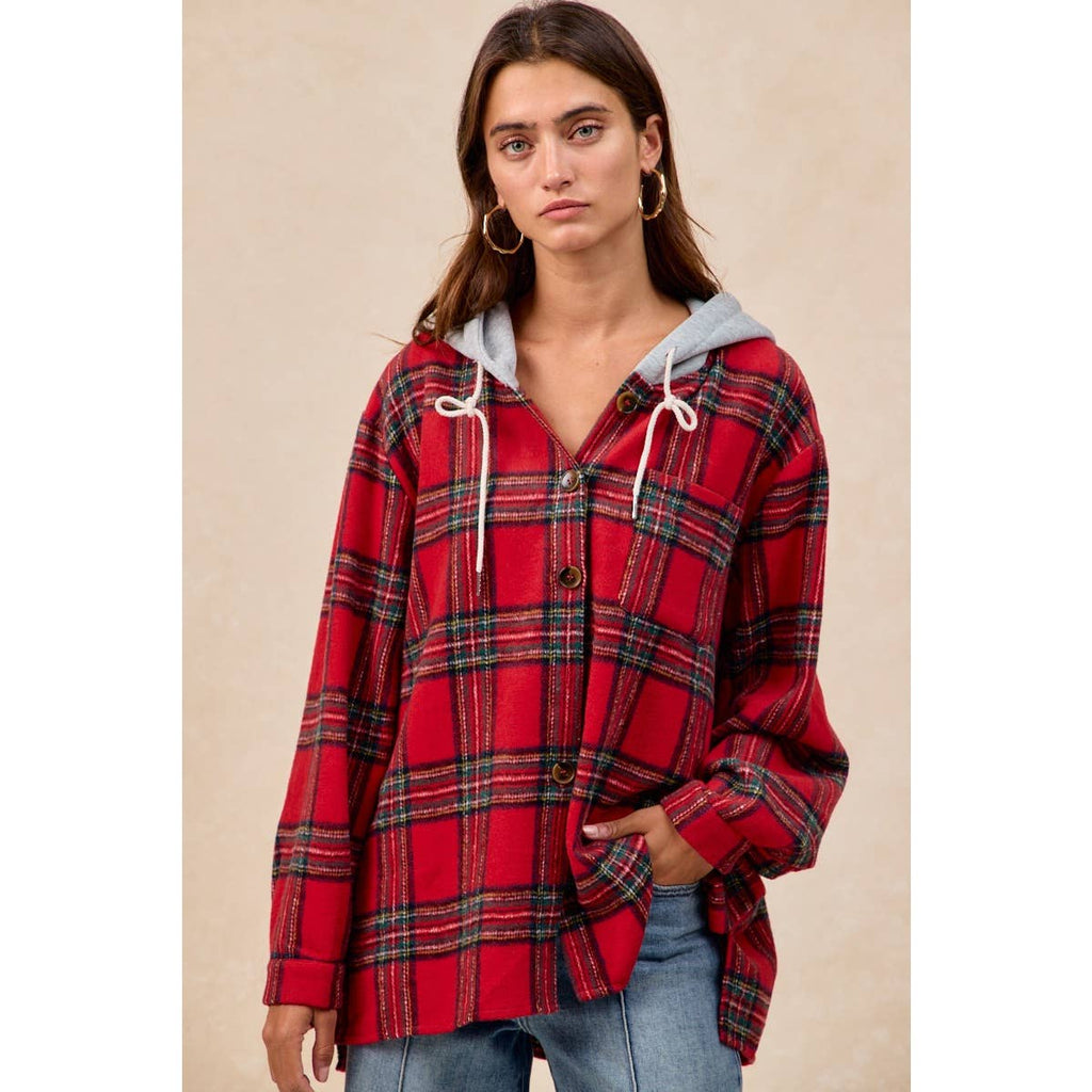 PLAID HOODIE SHIRT